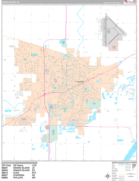 Grand Island, NE Zip Code Map